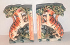 Vtg Set of 2 Ceramic Tiger Figurine Bookends Japan Mid-Century Modern READ M12