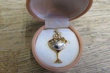 2000 Millennium Champagne Glass Pin Badge With Diamante Bubbles 3.5cm L