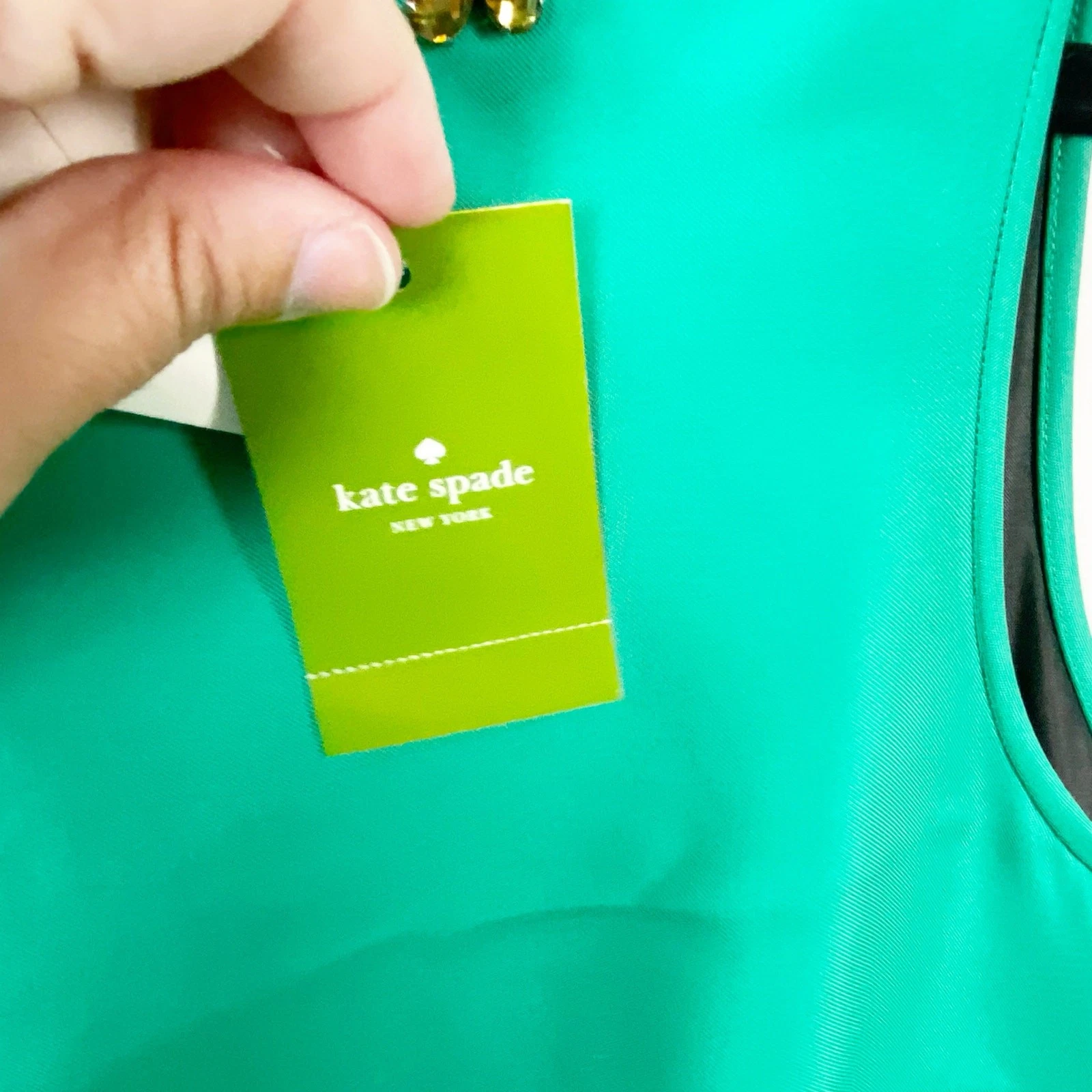 Mini abito donna Kate Spade Rosita nuovo con etichetta senza maniche strass bicolore taglia 10