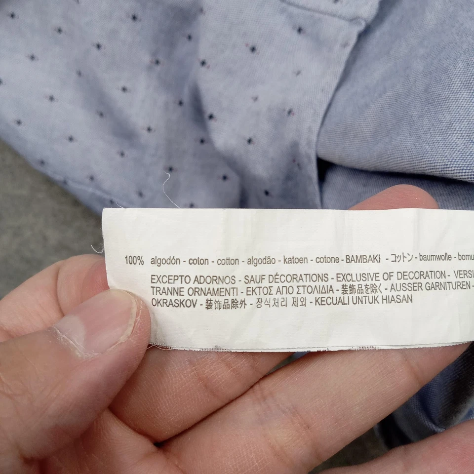 Zara Man Shirt Mens Medium Gray Slim Fit Long Sleeve Button Down Pattern - Image 3 of 4