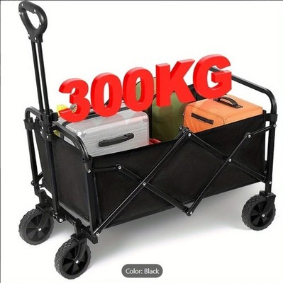 Heavy-Duty Foldable Track & Field Trolley - Large Capacity -Terrain Cart with Ad