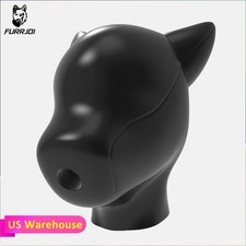 FURRJOI Silicone Black BDSM Dog Drone Mask Hood With Tube Gay Puppy Love Fetish