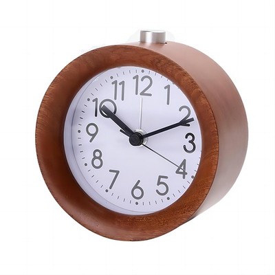 Lancoon Round Wooden Alarm Clock, Analog Non Ticking Silent with Arabic Numer...