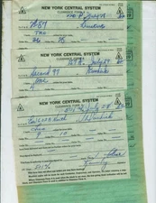 NEW YORK CENTRAL SYSTEM NYC  TRAIN ORDERS  (16)  DUNKIRK, OHIO  ALL  1962.