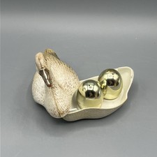 VTG Golden Goose Salt & Pepper Shaker Set Made In USA Hidden Gold Eggs Farm Deco
