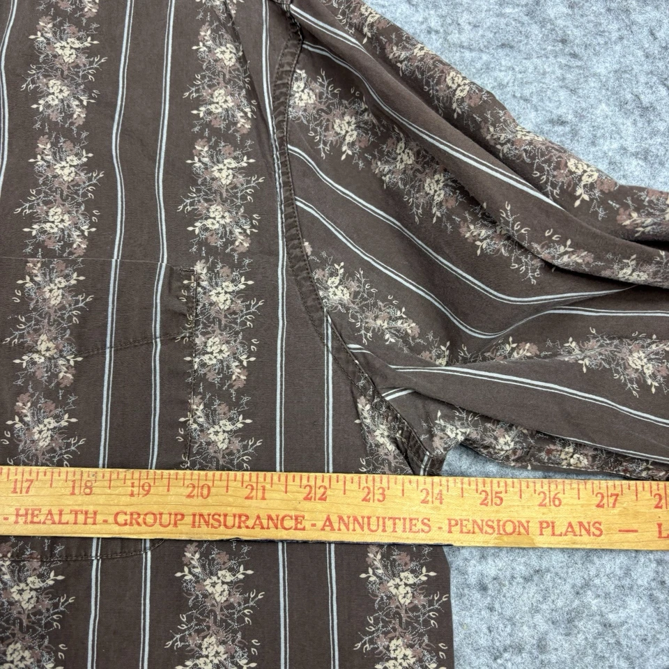Camisa Sonoma Abotonada Para Hombres XL Marrón Floral Vertical Rayas Vestido Informal Foto 4 de 4