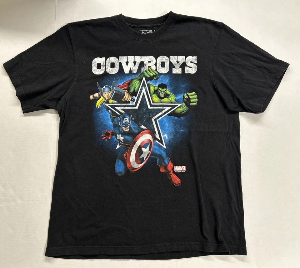 Dallas Cowboys Apparel Hombre XL CAMISETA NEGRA Marvel 2011 Y2K NFL Desteñida Foto 3 de 4