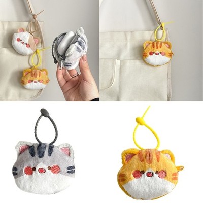 Lovely Wallets Keychain Change Purse Headphone Storage Bag Plush Cats Coin Purse