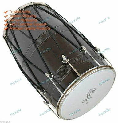 Musikalisches Punjab Bhangra Dhol Hochzeit Mangoholz Musikinstrument mit Tasche