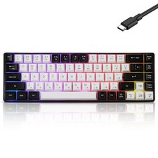 Mechanical Gaming Keyboard 60 RGB LED Backlit 68 Keys Red Switch Wired White