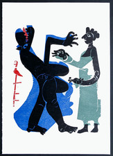 HAP GRIESHABER  Original Farb-Holzschnitt 1976 aus " Engel der Psychiatrie "