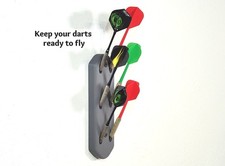 Billiard dart holder, wall mounted rack, metal or plastic tip, flight protector