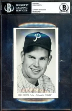Robin Roberts Beckett BAS Signed Rare 1952 Phillies Photo Postcard Autograph