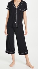 EBERJEY Gisele Short Sleeve Cropped PJ Set Navy Size L 10-12 Tencel Modal