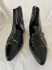 Black Italian Patent Leather Dress Boots Versace VJC made in Italy EU 44 / AU/US