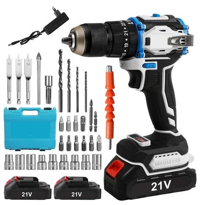 Brushless Cordless Drill Electric Screwdriver 3in1 Impact Drill With Light