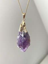 Raw amethyst crystal gold dipped pendant necklace. Brand new