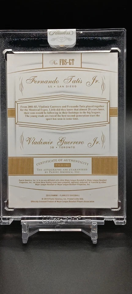 2019 FLAWLESS FERNANDO TATIS JR VLADIMIR GUERRERO JR DUAL ROOKIE AUTO /5 ENCASED view 4