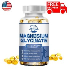 Magnesium Glycinate 1330mg - 120 Capsules For Sleep, Stress Relief Support Bone