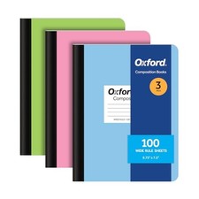 Composition Notebooks, 9-3/4 x 7-1/2 Inch School Journals, Wide Ruled Paper,