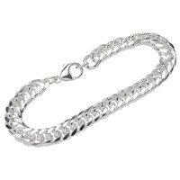 Armband 925 Sterling Silber 21Cm Doppel Panzerkette Oval Geschliffen Armkette