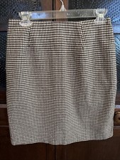 VTG Ladies Houndstooth Check Black Size 10 Skirt Poly Wool Blend Lined USA Made