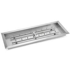 30x10in Fire Pit Pan Jet H Burner 304 Stainless NG Propane 125,000 BTU