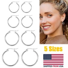 Sterling Silver Round Hoop Earring for Women Lightweight Click-Top Hoop Earring
