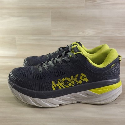 Hoka One One Bondi 7 Sneakers Mens 9 Grey Lime Green Running Shoes 1110518 OGDW