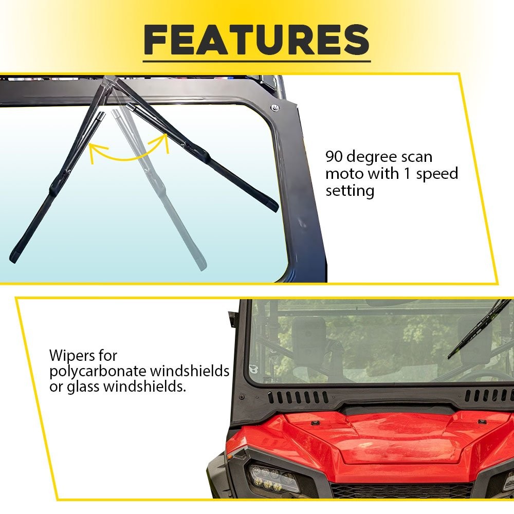 Windshield Electric Motor Wiper Kit + Wiper Switch Rocker For Polaris Ranger RZR thumbnail 12