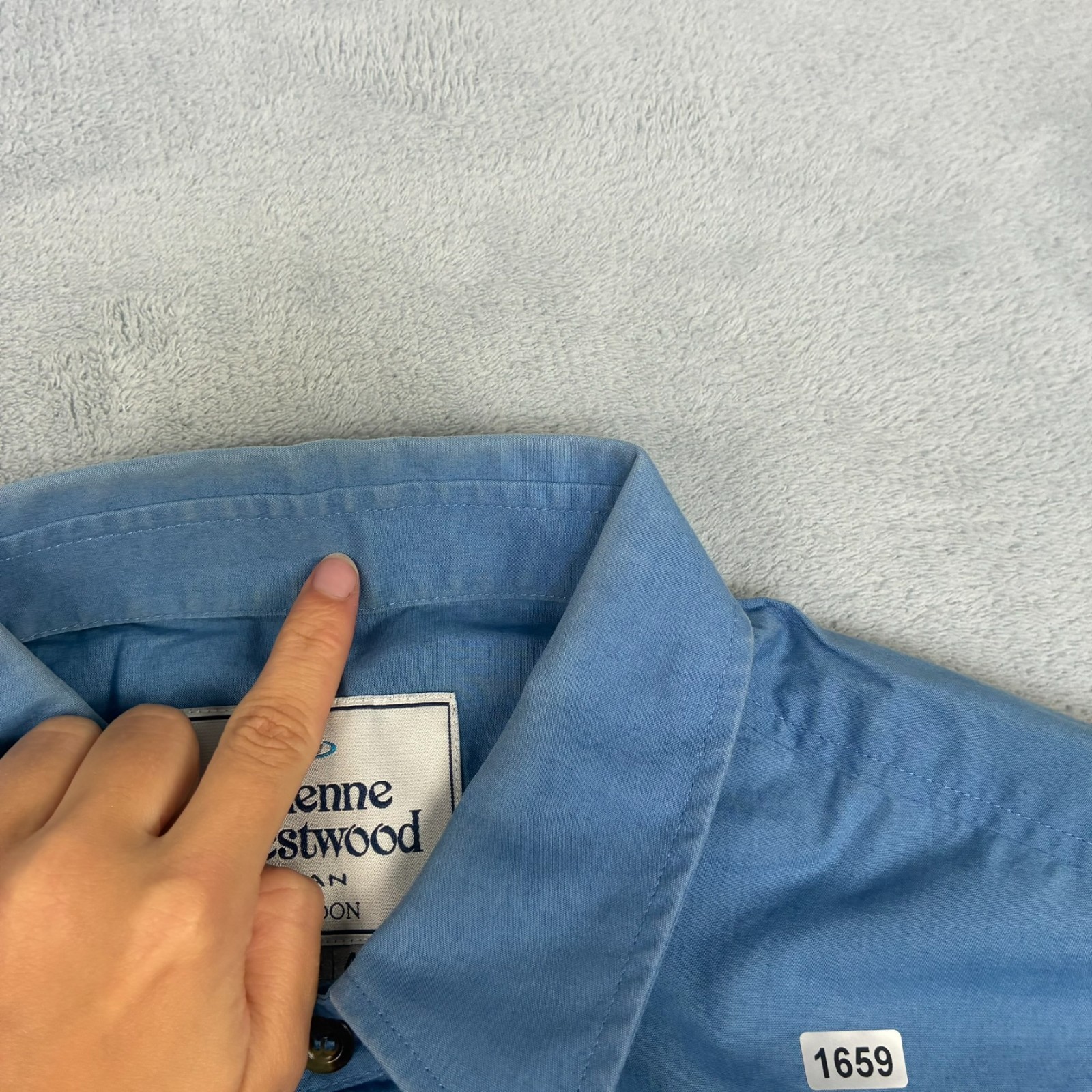 VTG Vivienne Westwood Man Blue Orb Pocket Size 48 / Medium Short Sleeve Shirt image 7