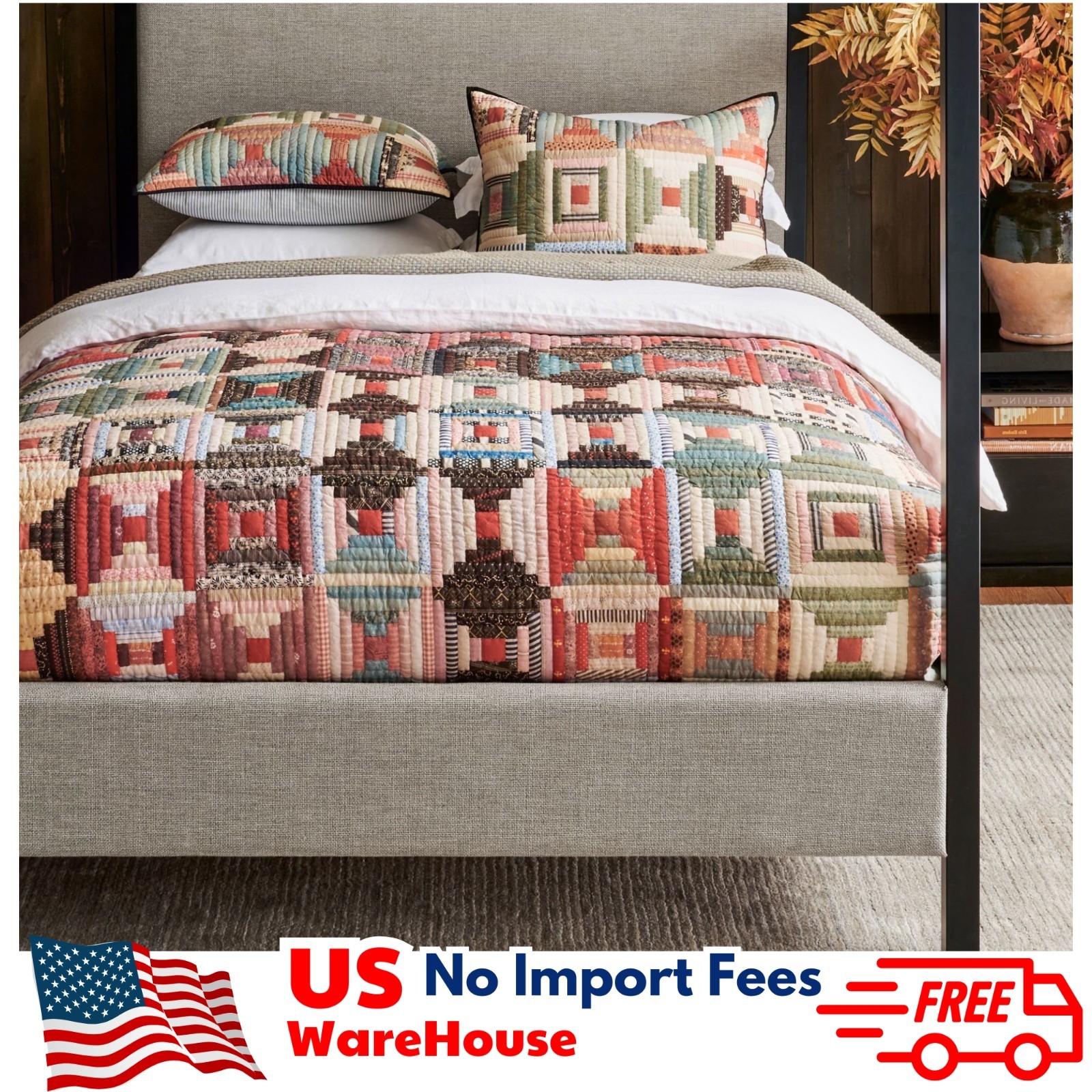 Jaxson Patchwork Quilt Reversible Bedspread Coverlet Cotton