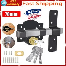 Gate Lock Garden Security Double Long Throw Bolt Rim Lock 5 Keys 70mm Both Sides