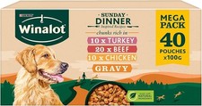 WINALOT Sunday Dinner Mixed in Gravy Wet Dog Food Pouches 40x100g 3.50 per kilo