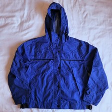 Vintage Eddie Bauer Women's Medium Sac Jac Blue Windbreaker Zip-up Hoodie Jacket