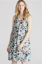 J Jill Love Linen Hydrangea shift dress pockets  Size L  New Cottagecore