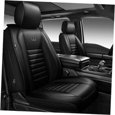 Nappa Leather Car Seat Covers Luxury Seat Protector for Full Set Black 5 Seats