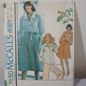 Vtg 70s McCalls 4981 Misses Dress Or Top Pattern Size 10 Bust 32.6 Sewing CUT