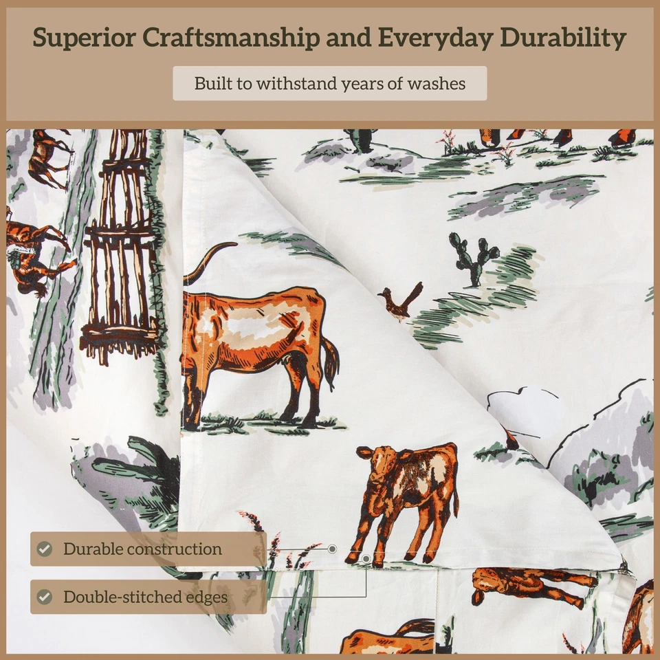 Ranch Life Western Bedding, 3 Piece King Size Cotton Comforter Set, Green Lon... - Image 4 of 4