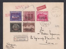 ROMANIA 1941 2 COVERS OCCUPATION CERNAUTI & CHISINAV BOTH RED & BLACK OVERPRINT