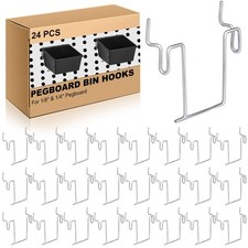 24 Pcs Pegboard Bin Hooks Metal U Hook Heavy Duty Peg Board Hangers for Hangi...