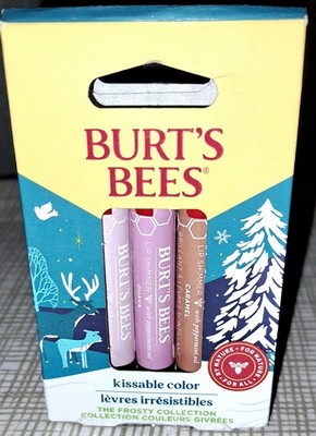 Burt's Bees Kissable Color The Frosty Collection Lip Shimmer Set 3 Pk Bee Merry