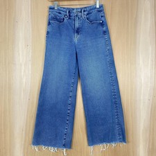 Good American Jeans Womens 8/29 Good Waist Palazzo High Rise Wide Leg Raw Hem