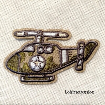 Patch Ecusson Thermocollant Blason kaki Avion de chasse 3,20 x 4 cm