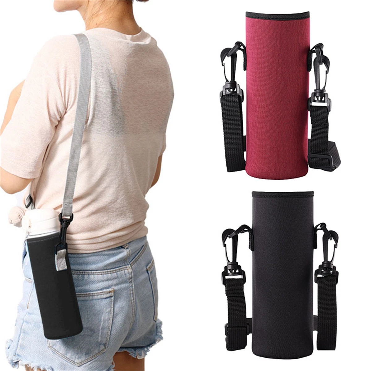 2pcs Water Bottle Bag with Strap Water Bottle Holder Crossbody Water Bottle Bag