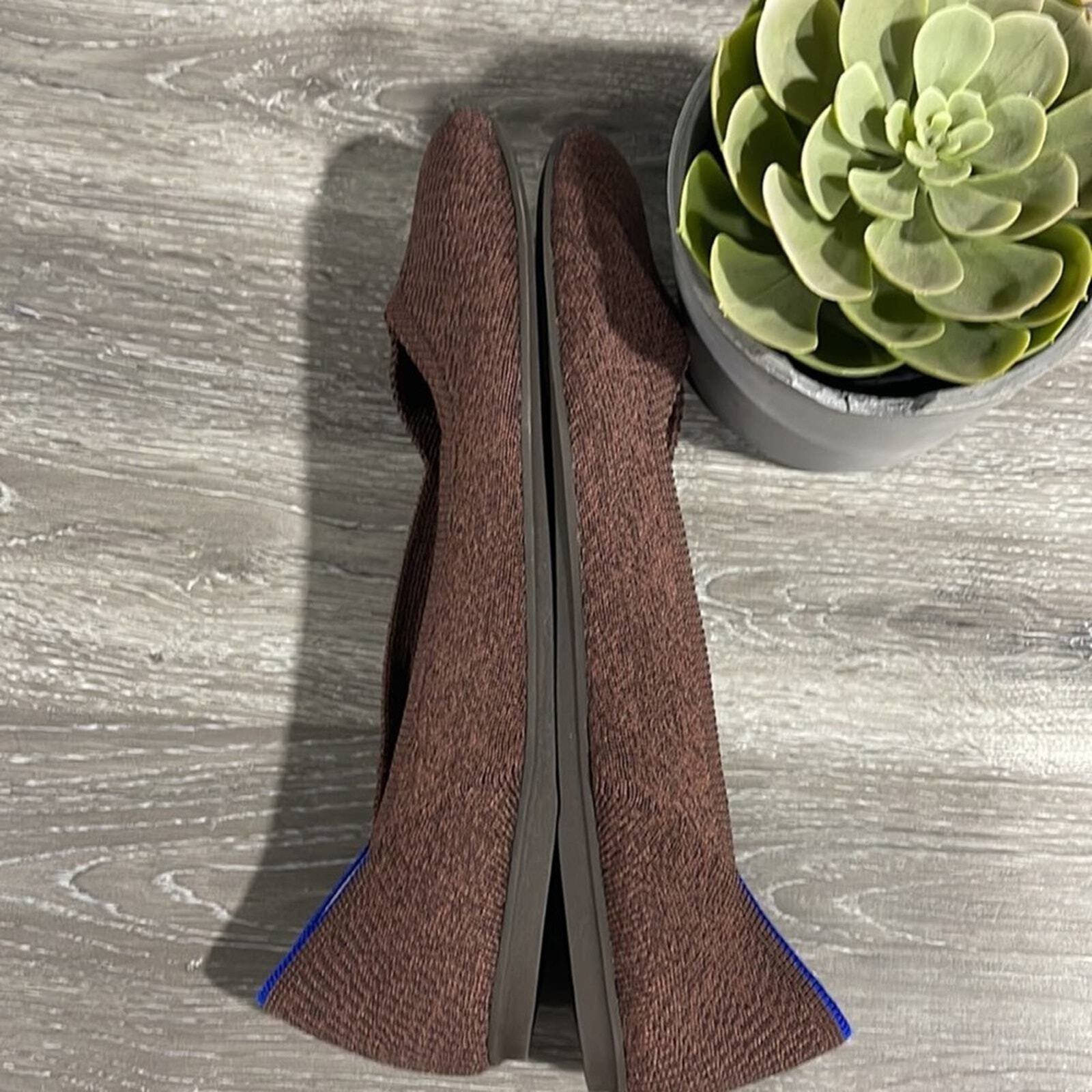 Rothys round truffle python size 8 brown flat sho… - image 11