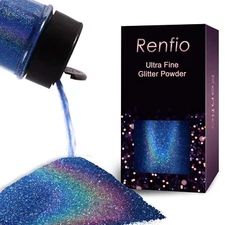 Renfio Holographic Ultra Fine Glitter Powder Metallic Resin Glitter 2.11 Oz 6...
