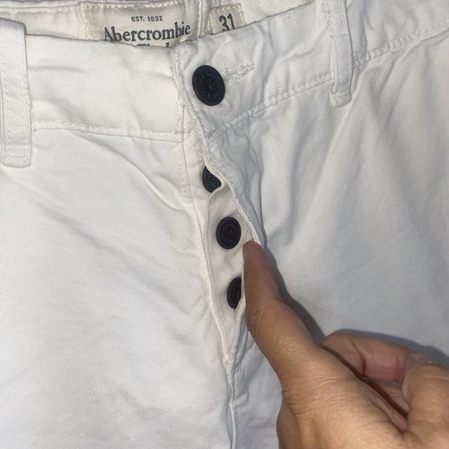 Abercrombie & Fitch Mens Shorts 31 White Classic Fit At The Knee Button Fly B16 - Picture 4 of 11