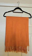 Orange Pashmina Scarf Wrap Shawl with Fringe 68"x27"