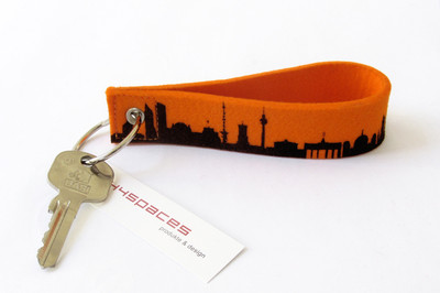 44spaces, Schlüsselanhänger, Filz, city loop, Berlin, Skyline, orange